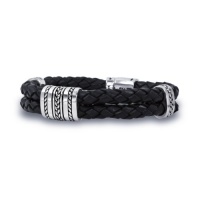 J.Goodman Sterling Silver Black Braided Leather Bracelet. 8 1/2 J.Goodman Sterling Silver Black Braided Leather Bracelet. 8 1/2