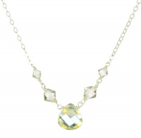 Sterling Silver Swarovski Elements Crystal Aurora Borealis Briolette and Beads Necklace, 18 Sterling Silver Swarovski Elements Crystal Aurora Borealis Briolette and Beads Necklace, 18