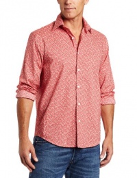 Perry Ellis Men's Long Sleeve Woven Printed Shirt, Raspberry, Large Small Petite Perry Ellis Men's Long Sleeve Woven Printed Shirt, Raspberry, Large Small Petite