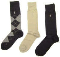 Polo Ralph Lauren Set of Three Men's Dress Socks: Brown, Tan, Argyle (Size 10-13) Polo Ralph Lauren Set of Three Men's Dress Socks: Brown, Tan, Argyle (Size 10-13)
