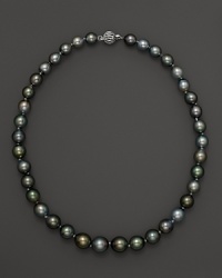 14K White Gold Oval Tahitian Pearl Necklace, 18 14K White Gold Oval Tahitian Pearl Necklace, 18