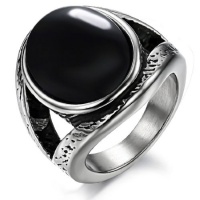 MiniBlue Black Onyx Titanium Steel Big Ring Size 6-12 US MiniBlue Black Onyx Titanium Steel Big Ring Size 6-12 US