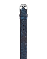 A lustrous metallic navy watch strap in textured calf leather. A lustrous metallic navy watch strap in textured calf leather.