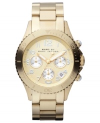 Precision gets glamorous with this golden chronograph watch from Marc by Marc Jacobs. Precision gets glamorous with this golden chronograph watch from Marc by Marc Jacobs.