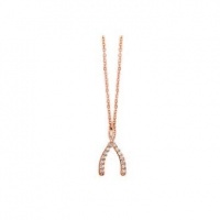 Meira T 14K Rose Gold & Pave Diamond Wishbone Charm Necklace Meira T 14K Rose Gold & Pave Diamond Wishbone Charm Necklace