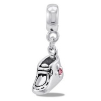 DaVinci Pink Crystal May Birthstone Hightop Shoe European/Memory Dangle Charm Double Sterling Layered Bead - Fits Pandora Bracelets DaVinci Pink Crystal May Birthstone Hightop Shoe European/Memory Dangle Charm Double Sterling Layered Bead - Fits Pandora Bracelets