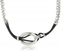 T Tahari Linked In Double Chain and Leather Necklace T Tahari Linked In Double Chain and Leather Necklace