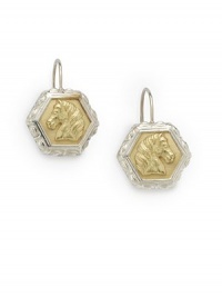THE LOOKEpona collectionHorse accentTwo-tone designHexagon silhouetteSterling silver & 18k gold settingLatch back closureTHE MEASUREMENTLength, about 1.75ORIGINMade in USA THE LOOKEpona collectionHorse accentTwo-tone designHexagon silhouetteSterling silver & 18k gold settingLatch back closureTHE MEASUREMENTLength, about 1.75ORIGINMade in USA