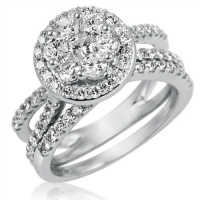 14K White Gold Diamond Bridal Engagement-Wedding Ring Set (1.50cttw G/H SI3-I1 sizes 5-8) 14K White Gold Diamond Bridal Engagement-Wedding Ring Set (1.50cttw G/H SI3-I1 sizes 5-8)