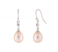10k White Gold Pink Freshwater Cultured Pearl Diamond Earrings (.01 cttw, I-J Color, I1-I2 Clarity) 10k White Gold Pink Freshwater Cultured Pearl Diamond Earrings (.01 cttw, I-J Color, I1-I2 Clarity)