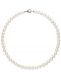 Elegance, simplified. Eliot Danori's darling necklace features shimmering simulation pearls (8 mm) with crystal core and genuine mother-of-pearl coating. Crafted in rhodium-plated mixed metal. Clasp embellished with glass crystal accents. Approximate length: 18 inches. Elegance, simplified. Eliot Danori's darling necklace features shimmering simulation pearls (8 mm) with crystal core and genuine mother-of-pearl coating. Crafted in rhodium-plated mixed metal. Clasp embellished with glass crystal accents. Approximate length: 18 inches.