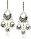 Judith Jack Sterling, Marcasite and Crystal Chandelier Drop Earrings