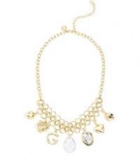 G by GUESS Double Chain Short Necklace with Charms, GOLD G by GUESS Double Chain Short Necklace with Charms, GOLD