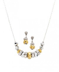 c.A.K.e by Ali Khan Jewelry Set, Silver & Gold-Tone Beads, Sliver-Plated Necklace and Drop Earrings Set c.A.K.e by Ali Khan Jewelry Set, Silver & Gold-Tone Beads, Sliver-Plated Necklace and Drop Earrings Set