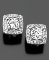 Richly faceted, these cubic zirconia (2 ct. t.w.) earrings shine with classic glamor. Measures approximately 1/2-inch in diameter. Richly faceted, these cubic zirconia (2 ct. t.w.) earrings shine with classic glamor. Measures approximately 1/2-inch in diameter.