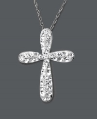 Give the perfect gift of faith. Kaleidoscope's symbolic cross pendant shines with the addition of clear crystals made with Swarovski Elements. Setting and chain crafted in sterling silver. Approximate length: 18 inches. Approximate drop: 3/4 inch. Give the perfect gift of faith. Kaleidoscope's symbolic cross pendant shines with the addition of clear crystals made with Swarovski Elements. Setting and chain crafted in sterling silver. Approximate length: 18 inches. Approximate drop: 3/4 inch.