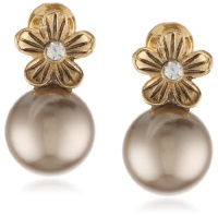 Anne Klein Baby's Breath Gold-Tone Champagne Pearl Clip Button Earrings Anne Klein Baby's Breath Gold-Tone Champagne Pearl Clip Button Earrings