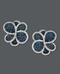 Breathe new life into your look. Beautiful blooms from Bella Bleu by Effy Collection shine with the addition of round-cut blue diamonds (1-5/8 ct. t.w.) edged by round-cut white diamonds (2-1/2 ct. t.w.). Post setting crafted in 14k white gold. Approximate diameter: 3/4 inch. Breathe new life into your look. Beautiful blooms from Bella Bleu by Effy Collection shine with the addition of round-cut blue diamonds (1-5/8 ct. t.w.) edged by round-cut white diamonds (2-1/2 ct. t.w.). Post setting crafted in 14k white gold. Approximate diameter: 3/4 inch.