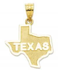 A charm inspired by the Lone Star State. Embrace the South with this state of Texas charm, crafted in 14k gold. Chain not included. Approximate length: 8/10 inch. Approximate width: 6/10 inch. A charm inspired by the Lone Star State. Embrace the South with this state of Texas charm, crafted in 14k gold. Chain not included. Approximate length: 8/10 inch. Approximate width: 6/10 inch.