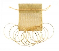 Bracelets - 12 Pc Asst. Bangle Set ~ Plain, Etched and Twisted in Gold Tone - 70mm + Gold Organza Gift Bag (FB109) Bracelets - 12 Pc Asst. Bangle Set ~ Plain, Etched and Twisted in Gold Tone - 70mm + Gold Organza Gift Bag (FB109)
