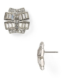 Make room in your jewelry box for this pair of button earrings from Carolee, delicately accented by striking crystals and baguette stones. Make room in your jewelry box for this pair of button earrings from Carolee, delicately accented by striking crystals and baguette stones.