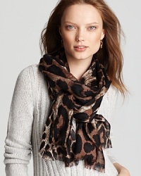 A timeless leopard print makes an appearance in two varied sizes on this woven Aqua scarf. A timeless leopard print makes an appearance in two varied sizes on this woven Aqua scarf.