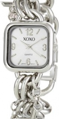 XOXO Women's XO7027 Silver Dial Silver-tone Charm Bracelet Watch XOXO Women's XO7027 Silver Dial Silver-tone Charm Bracelet Watch