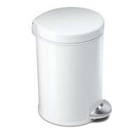simplehuman 4.5-Liter /1.2-Gallon Round Step Trash Can, White Steel simplehuman 4.5-Liter /1.2-Gallon Round Step Trash Can, White Steel