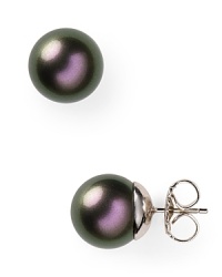 Majorica Monochrome Round Tahitian Pearl Stud Earrings Majorica Monochrome Round Tahitian Pearl Stud Earrings