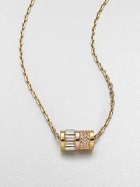A pretty two-tone design accented with sparkling rhinestones on a link chain. Glass stonesIon-plated brass and steelLength, about 16Pendant size, about .5 Lobster clasp closureImported A pretty two-tone design accented with sparkling rhinestones on a link chain. Glass stonesIon-plated brass and steelLength, about 16Pendant size, about .5 Lobster clasp closureImported