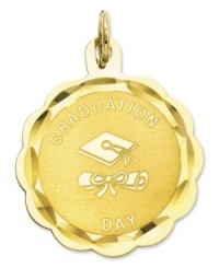 The perfect Graduation Day gift, this commemorative charm with its unique etched surface will make the perfect addition to his/her collection. Crafted in 14k gold. Chain not included. Approximate length: 1 inch. Approximate width: 2/5 inch. The perfect Graduation Day gift, this commemorative charm with its unique etched surface will make the perfect addition to his/her collection. Crafted in 14k gold. Chain not included. Approximate length: 1 inch. Approximate width: 2/5 inch.