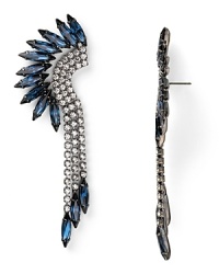 Elizabeth Cole offers an oh-so-cool take on this season's tribal trend with this pair of mohawk earrings. With a plume of colored crystals, the style has major statement appeal. Elizabeth Cole offers an oh-so-cool take on this season's tribal trend with this pair of mohawk earrings. With a plume of colored crystals, the style has major statement appeal.