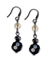 High-powered fashion, by Charter Club. These drop earrings turn up the energy with jet beads and clear accents. Crafted in hematite tone mixed metal. Approximate drop: 1-1/2 inches. High-powered fashion, by Charter Club. These drop earrings turn up the energy with jet beads and clear accents. Crafted in hematite tone mixed metal. Approximate drop: 1-1/2 inches.