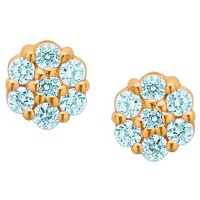 Aqua Cubic Zirconia Flower Cluster 14K Yellow Gold Screw Back Earrings Aqua Cubic Zirconia Flower Cluster 14K Yellow Gold Screw Back Earrings