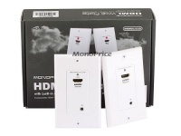Monoprice HDMI Extender Over Cat5e/6 Wall Plates (Pair) w/ IR Remote Support - White Monoprice HDMI Extender Over Cat5e/6 Wall Plates (Pair) w/ IR Remote Support - White