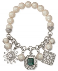 Quite charming. Two styles blend together to stunning effect in this stretch charm bracelet from Carolee. Crafted from silver-tone mixed metal and simulated pearls, the bracelet's eclectic look makes it truly stand out. Approximate length: 7-1/2 inches. Quite charming. Two styles blend together to stunning effect in this stretch charm bracelet from Carolee. Crafted from silver-tone mixed metal and simulated pearls, the bracelet's eclectic look makes it truly stand out. Approximate length: 7-1/2 inches.