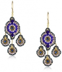 Miguel Ases Blue Quartz and Swarovski 3-Drop Earrings Miguel Ases Blue Quartz and Swarovski 3-Drop Earrings