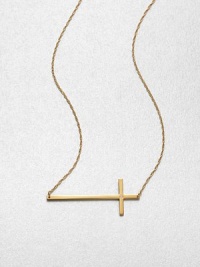 A spiritual, diamond accented cross pendant on a long, delicate link chain. DiamondGoldtone sterling silverLength, about 15-16 adjustablePendant size, about 1.5Lobster clasp closureMade in USA A spiritual, diamond accented cross pendant on a long, delicate link chain. DiamondGoldtone sterling silverLength, about 15-16 adjustablePendant size, about 1.5Lobster clasp closureMade in USA
