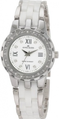 Anne Klein Women's 109457WTSV Swarovski Crystal Silver-Tone White Ceramic Bracelet Watch Anne Klein Women's 109457WTSV Swarovski Crystal Silver-Tone White Ceramic Bracelet Watch