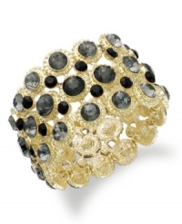 Go for the bold. INC International Concepts' stretch bracelet is crafted from gold-tone mixed metal with black beaded accents giving it an elegant touch. Approximate diameter: 2-1/4 inches. Go for the bold. INC International Concepts' stretch bracelet is crafted from gold-tone mixed metal with black beaded accents giving it an elegant touch. Approximate diameter: 2-1/4 inches.