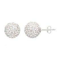 Authentic Diamond Color Crystal Ball Stud Earrings Sterling Silver 2 Carats Total Weight Special Limited Time Offer Super Sale Price, Comes with a Free Gift Pouch and Gift Box