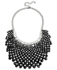 Beads are in beautiful abundance in this bib necklace from Haskell. Crafted from hematite-tone mixed metal, the necklace dazzles with glass baguette-shaped crystals. Approximate length: 14 inches + 3-inch extender. Approximate drop: 3-1/2 inches. Beads are in beautiful abundance in this bib necklace from Haskell. Crafted from hematite-tone mixed metal, the necklace dazzles with glass baguette-shaped crystals. Approximate length: 14 inches + 3-inch extender. Approximate drop: 3-1/2 inches.