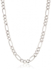 Italian Sterling Silver Men's Rhodium Plated Solid Figaro Link Chain Necklace, 24 Italian Sterling Silver Men's Rhodium Plated Solid Figaro Link Chain Necklace, 24