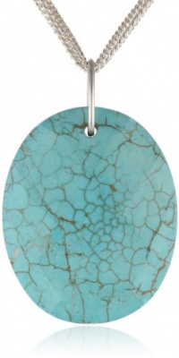 Kenneth Cole New York Semi Precious Turquoise Oval Pendant Necklace, 19 Kenneth Cole New York Semi Precious Turquoise Oval Pendant Necklace, 19