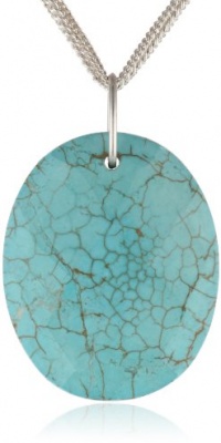 Kenneth Cole New York Semi Precious Turquoise Oval Pendant Necklace, 19