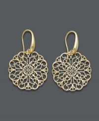 Flirty in filigree. This breezy Studio Silver style features intricate floral drops crafted from 18k gold over sterling silver. Approximate drop: 1-3/4 inches. Flirty in filigree. This breezy Studio Silver style features intricate floral drops crafted from 18k gold over sterling silver. Approximate drop: 1-3/4 inches.