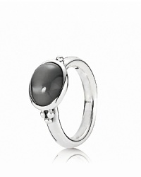 A striking grey moonstone makes a bold statement in a sterling silver bezel setting. Ring by PANDORA. A striking grey moonstone makes a bold statement in a sterling silver bezel setting. Ring by PANDORA.