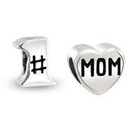 Bling Jewelry 925 Sterling Silver Number 1 Charm Mom Heart Bead Set Fits Pandora Bling Jewelry 925 Sterling Silver Number 1 Charm Mom Heart Bead Set Fits Pandora