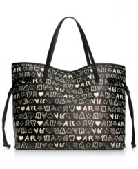 Add some signature style to your everyday accessorizing with this take-anywhere tote from American Rag. Ultra spacious and dressed in logo lettering with decorative drawstrings, it's perfect for trips to the market or a weekend away. Add some signature style to your everyday accessorizing with this take-anywhere tote from American Rag. Ultra spacious and dressed in logo lettering with decorative drawstrings, it's perfect for trips to the market or a weekend away.