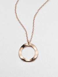 Delightfully simple, a wavy open circle pendant in sterling silver and 18k gold has a warm glowing finish of 18k rose goldplating, as does its delicate chain.18k gold and sterling silver with 18k rose goldplatingChain length, about 16-18 (adjustable)Pendant diameter, about 1Lobster claspImported Delightfully simple, a wavy open circle pendant in sterling silver and 18k gold has a warm glowing finish of 18k rose goldplating, as does its delicate chain.18k gold and sterling silver with 18k rose goldplatingChain length, about 16-18 (adjustable)Pendant diameter, about 1Lobster claspImported